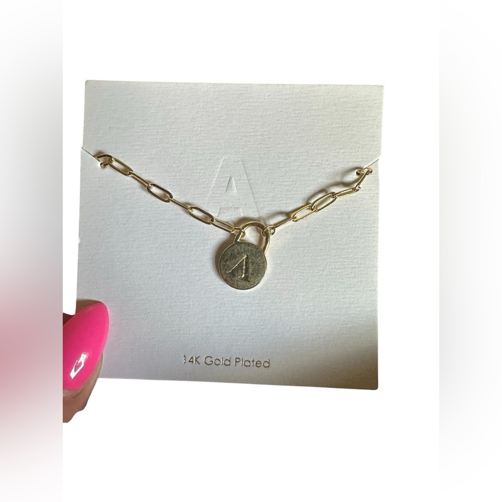 FRANCHESCA'S NWT A INITIAL CURB CHAIN PENDANT 14K GOLD PLATED NECKLACE